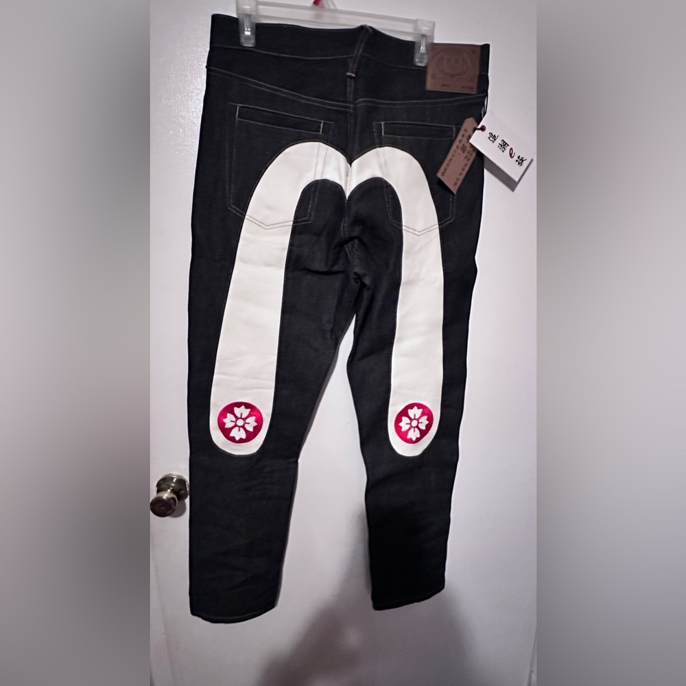 Evisu Men's Navy and Blue Jeans
